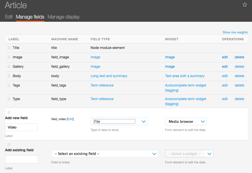 Drupal Content Type add video field