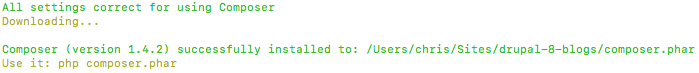 Install Composer on Mac OS Results
