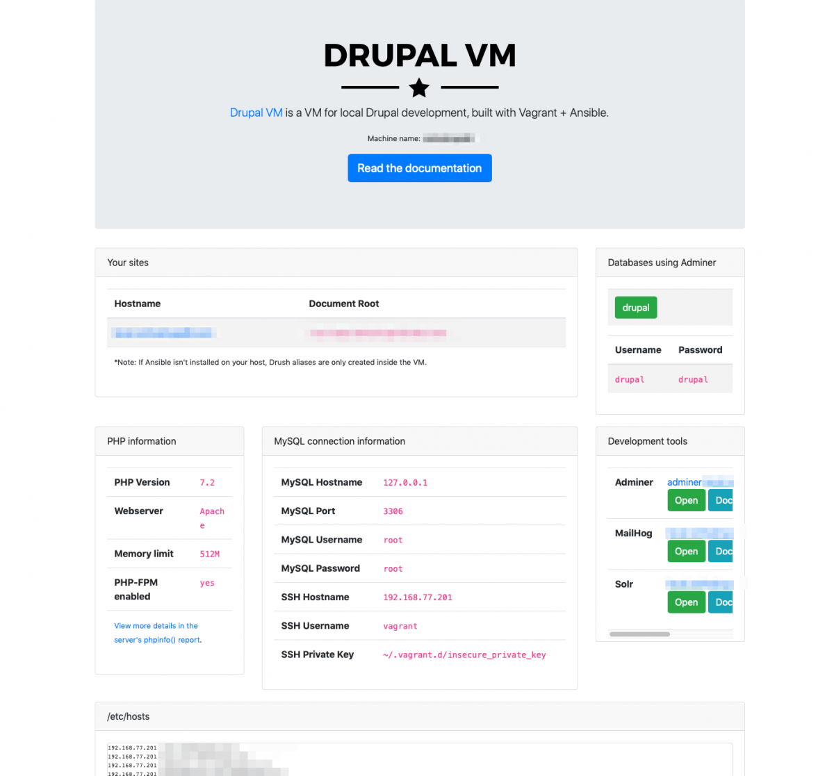 Drupal VM Dashboard Example