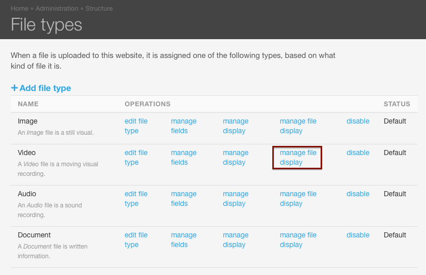 Drupal manage Media Module file display for Video