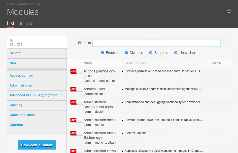 Drupal's Module Filter module user experience