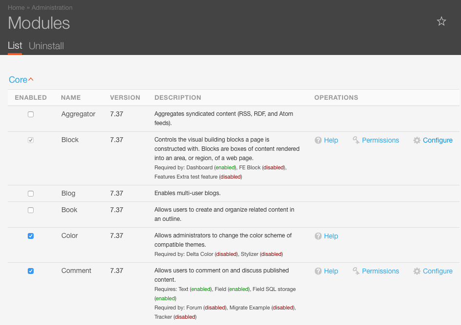 Drupal's Module page is hard to use