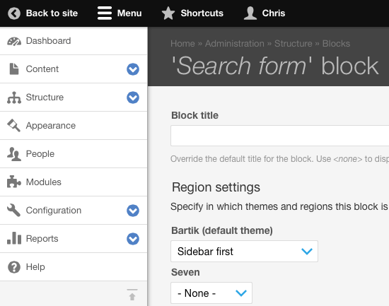 Drupal Navbar admin menu: vertical menu