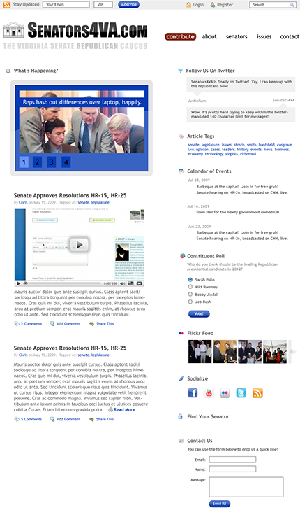 Senators4VA.com Homepage Design Mockup Senators4VA.com Homepage Design Mockup