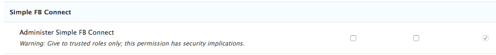 Permissions for Simple FB Connect