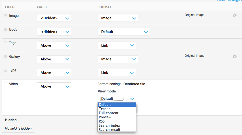 Drupal view mode Media module