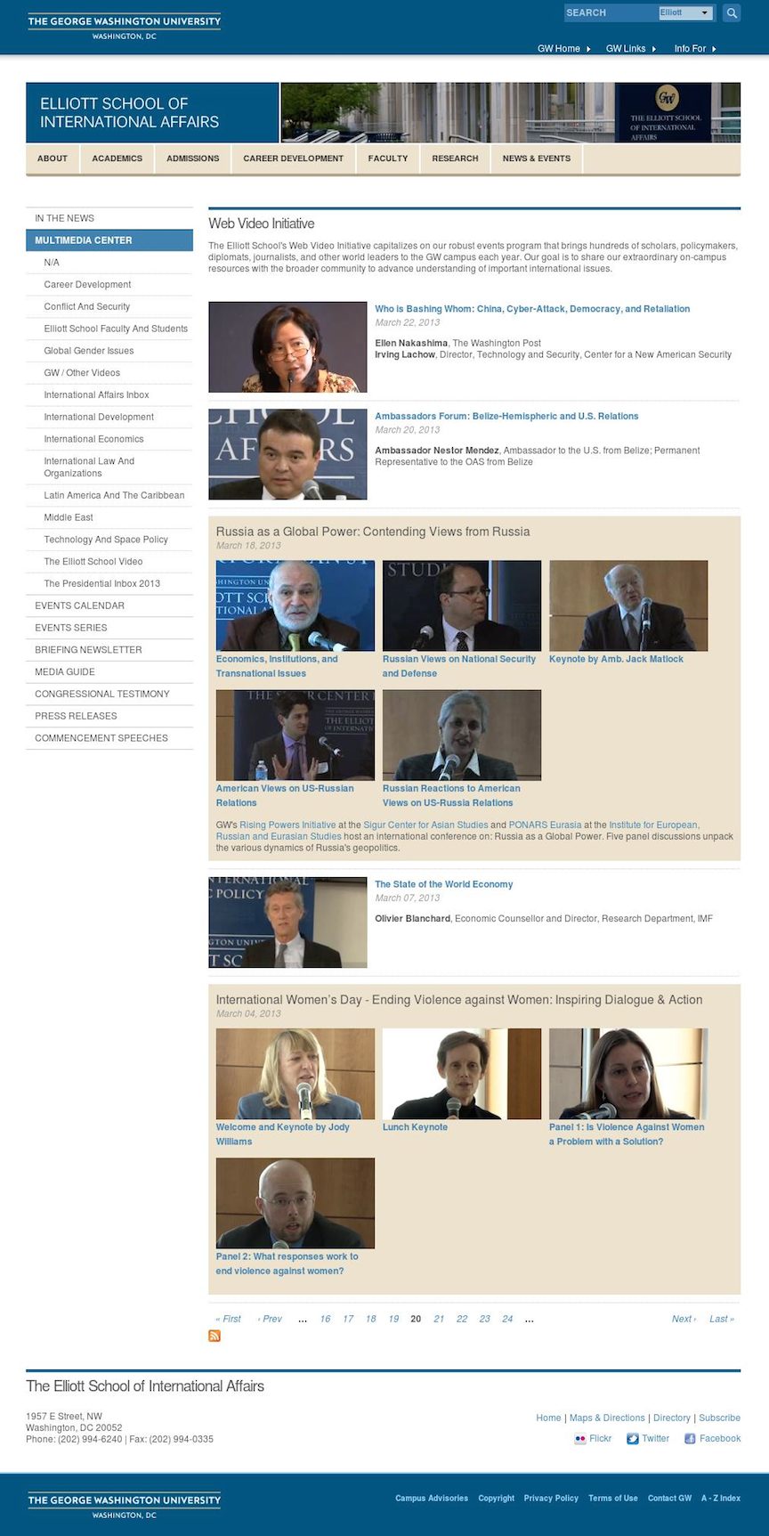 Web Video Initiative Homepage in Drupal, ESIA